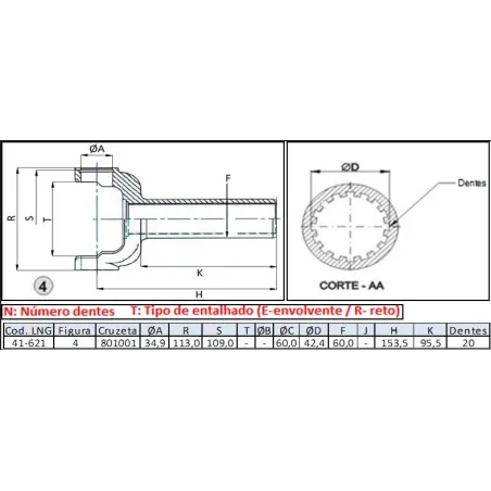 Luva Cardan John Deere 7810 20 Estrias (5-263x) Nodular