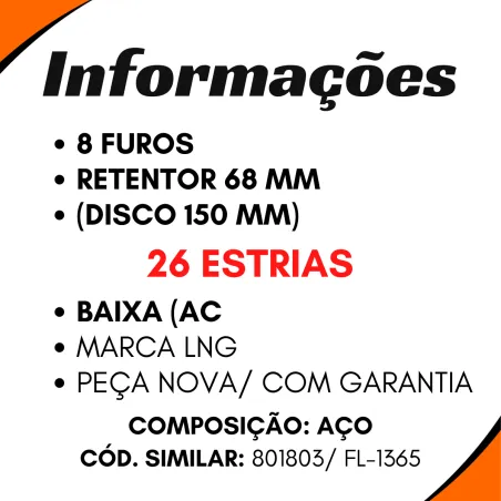 Flange Diferencial Mbb 1519/ 2219 8 Furos 26 Estrias Ret. 68 Mm
