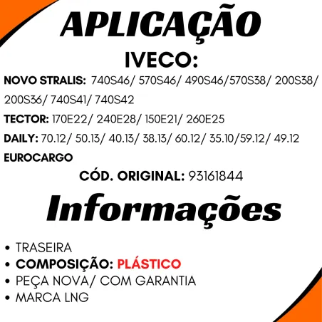 Lente Lanterna Tras. Iveco Novo Stralis 740s46/ 570s46/ 490s46/