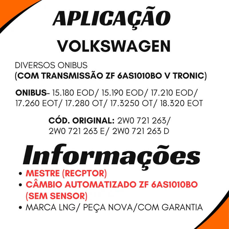 Cilindro Embreagem Vw Ônibus 15180eod/ 15190eod/ 17210eod/ 17260eot/