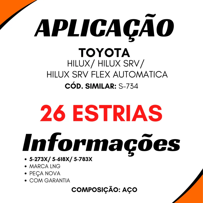 Terminal Cardan Hilux 3.0 Cd 4x4/ Srv 2.7 Diesel Mecanica Cd 4x4/ Srv