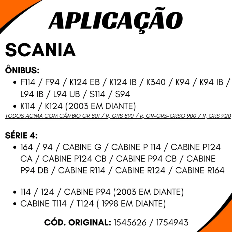 Cilindro Embreagem Scania 114/ 124/ F 114/ F 94/ S 114/ S 94 Auxiliar