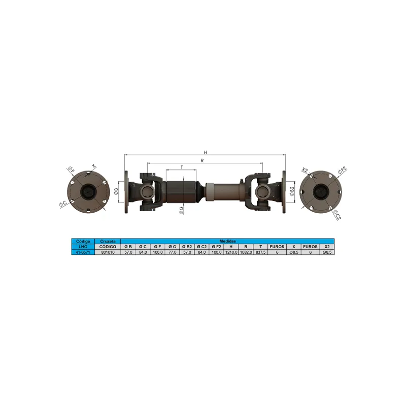 Cardan Completo Valtra/Valmet 685f/ 785f