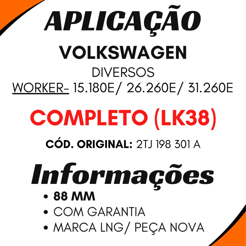 Reparo Compressor Ar Vw Worker 2tj198301a Completo (Lk38 88mm)