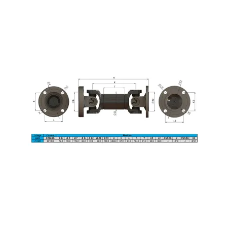 Cardan Completo John Deere A-265 Mm