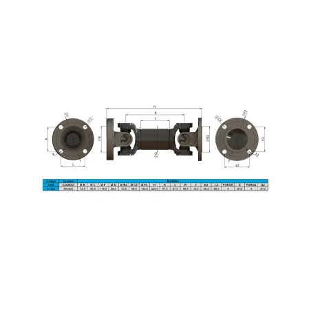 Cardan Completo John Deere 6100/ 6500/ 6810/ 7420/ 7515 A-200 Mm