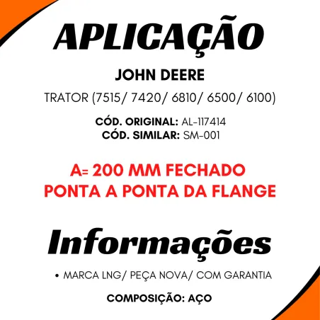 Cardan Completo John Deere 6100/ 6500/ 6810/ 7420/ 7515 A-200 Mm