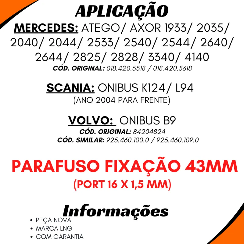 Cuica Freio Tristop Mercedes Atego/ Axor 1933/ 2035/ 2040/ 2044/