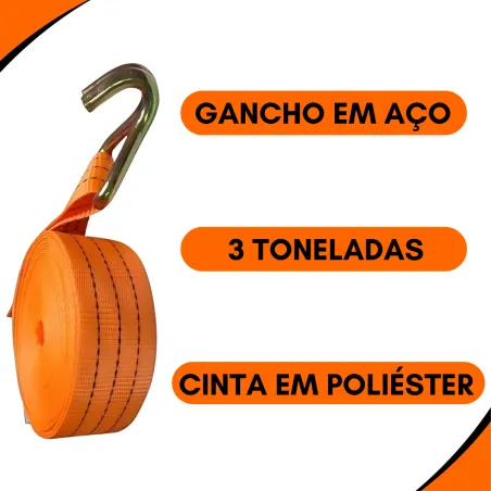 Cinta Amarracao 3 Ton 9 Metros Cor Laranja
