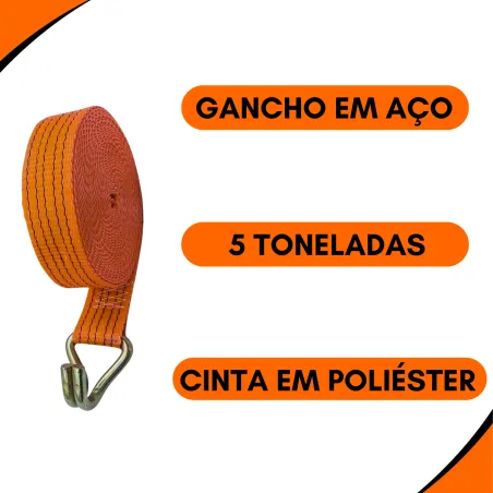 Cinta Amarracao 5 Toneladas 9 Metros Cor Laranja