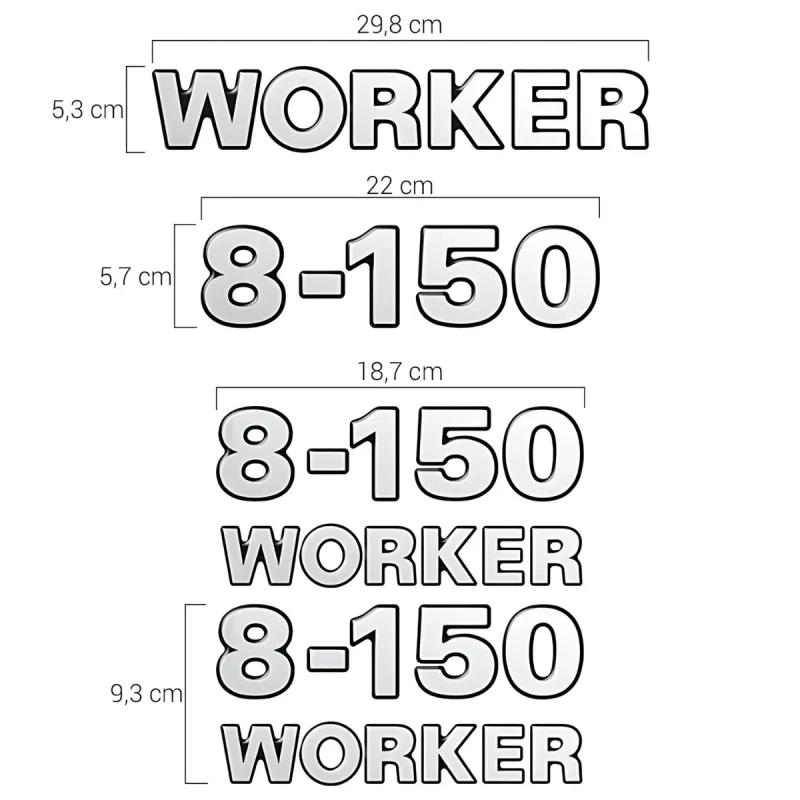 Adesivos 8-150 Worker Emblemas Caminhão Volkswagen Cromado