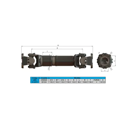 Cardan Completo Traseiro Iveco Cavallino 450e32t Cursor 450e337
