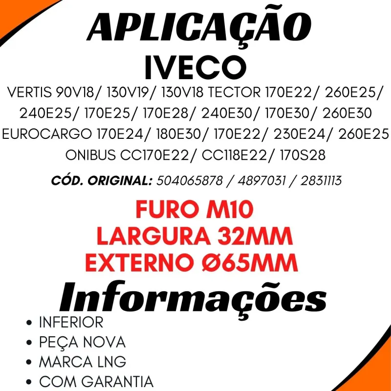 Polia Tensor Correia Inf. Iveco 504065877 Vw 8.150e/ 9.150e/ 13.170e/