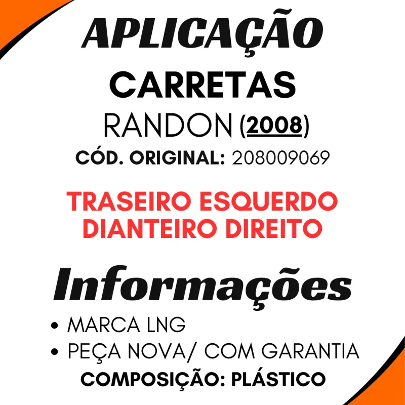 Paralama Traseiro Carreta Modelo Randon 2008  (Tras. Esq.) (Diant.