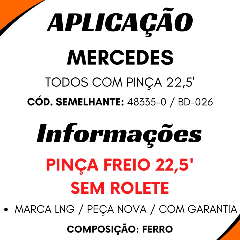 Suporte Pinça Freio Todas Pinças 22,5 S/Rolete 22,5 Mbb