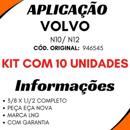 Kit 10 Parafusos Flange Cardan 3/8x1,1/2 Volvo N10 N12