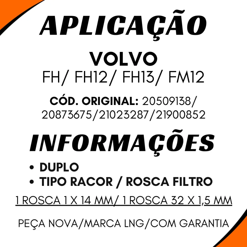 Cabecote Filtro Combustível Volvo Fh13 Duplo