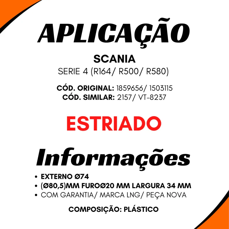 Polia Tensor Correia Estriada Série 4 R164 480/ R500/ R580