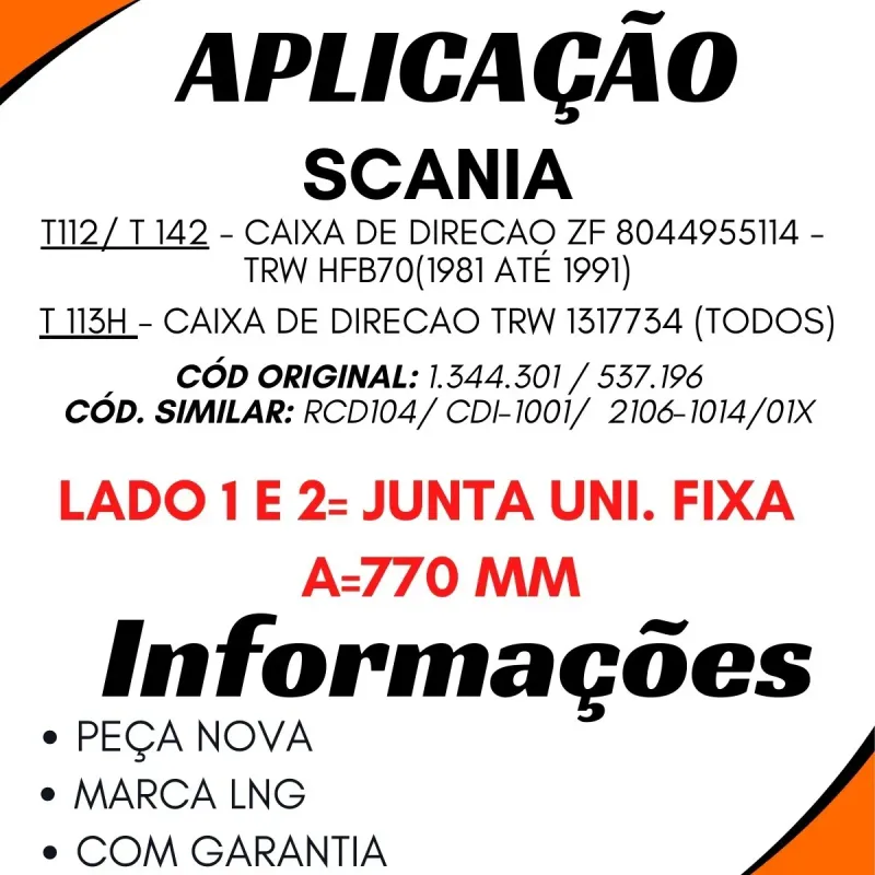 Coluna De Direção (Completa) Scania 1344301