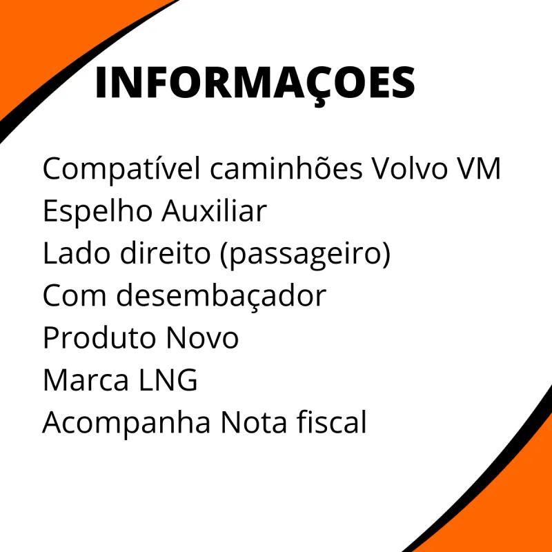 Vidro Espelho Volvo Vm Dir. (Espelho Auxiliar)