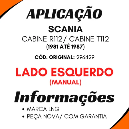 Máquina De Vidro Esq. Manual Scania R112/ T112/ (19881/1987)