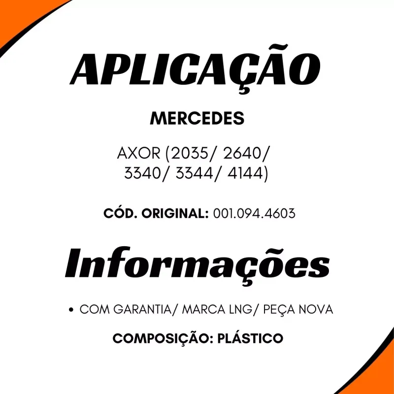 Tampa Purificador Ar Mbb Axor 2035/ 2640/ 3340/ 3344/ 4144 Plastico