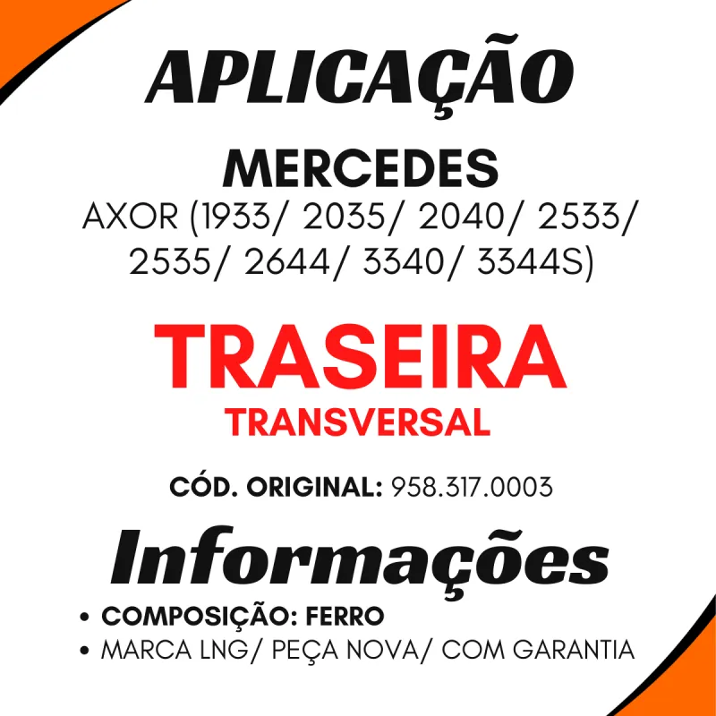 Amortecedor Transv, Cabine Mbb Axor 1933/ 2035/ 2040/ 2533/ 2535