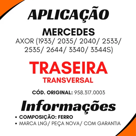 Amortecedor Transv, Cabine Mbb Axor 1933/ 2035/ 2040/ 2533/ 2535