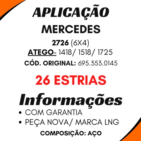 Flange Diferencial Mbb 2726 6x4/ Atego 1418/ 1518/ 1725 (4 Furos)
