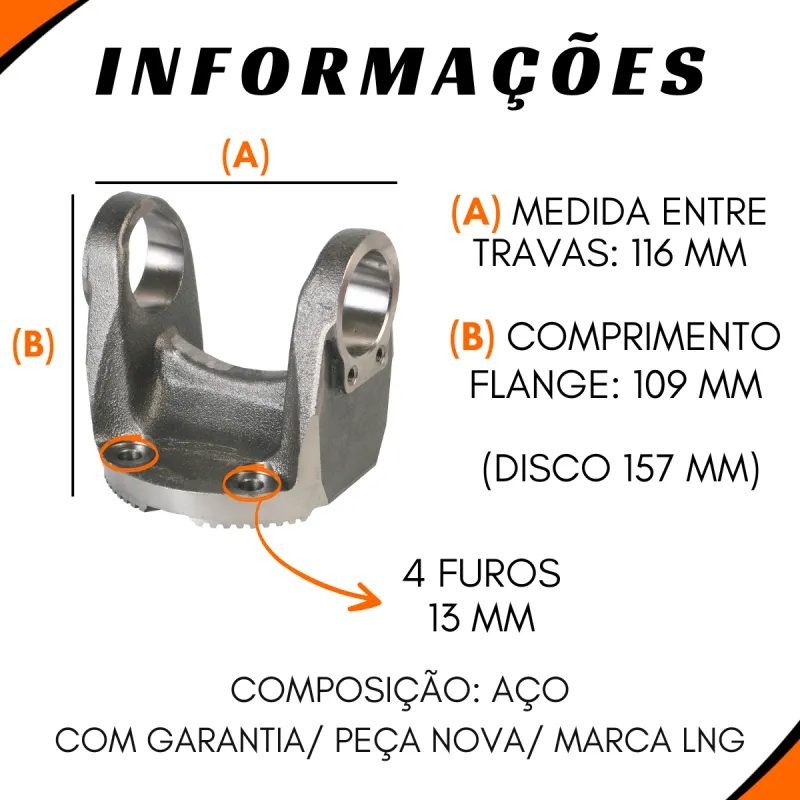 Flange Cardan (De Orelha) Mbb 6544110411/ Volvo Fh12 (4 Furos)