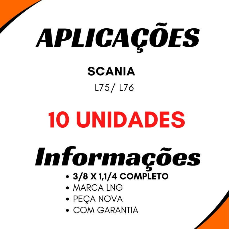 Kit 10 Parafusos Flange Cardan 3/8x1,1/4 Scania L75 L76