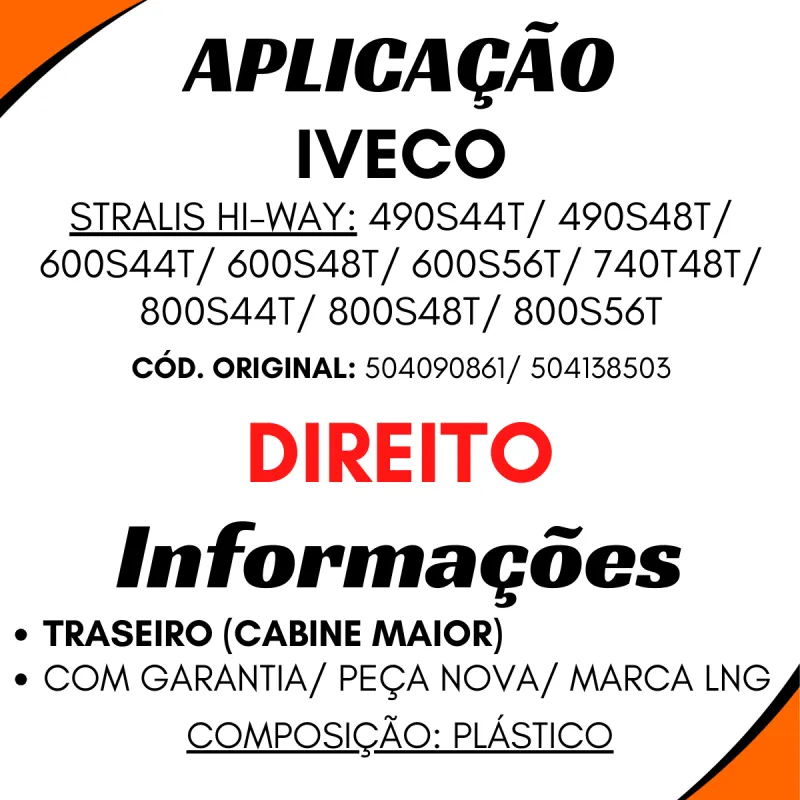 Paralama Cabine Dir. Iveco Stralis