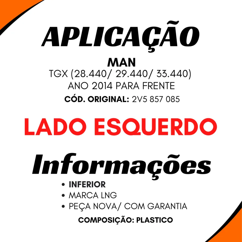 Cobertura Braço Espelho Esq. Inf. Man Tgx 28440/ 29440/ 33440