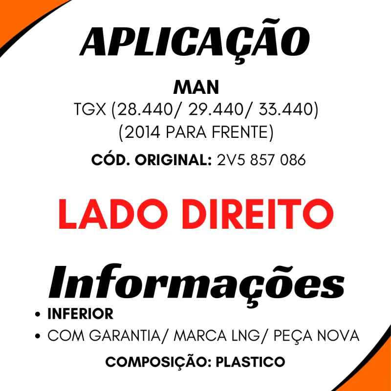 Cobertura Braço Espelho Dir. Inf. Man Tgx 28440/ 29440/ 33440