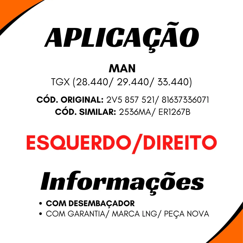 Vidro Espelho Esq/Dir C/Desemb. Vw Tgx 29440/ 33440/ 28440