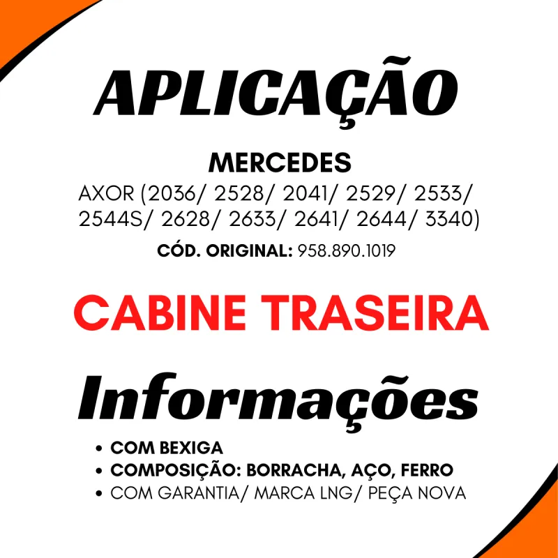 Amortecedor Cabine Tras. Mbb Axor 2036/ 2041/ 2529/ 2533/ 2536/ 2628/