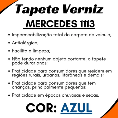 Tapete Verniz Compativel Mercedes 1113 Azul