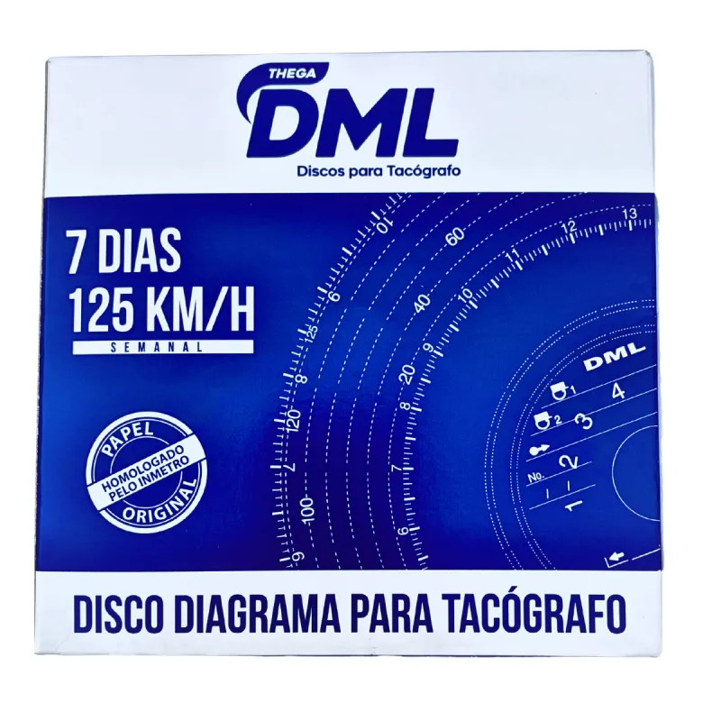 Disco Taçografo Semanal 125km 7dias Dml Cx 10 Unidades