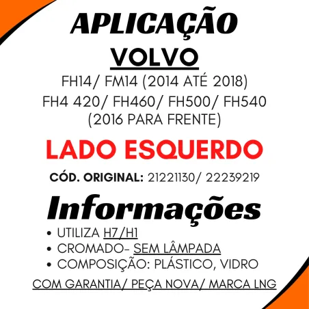 Farol Principal Esq.Cromado Fh4 420/ 460/ 500/ 540 (2016...)