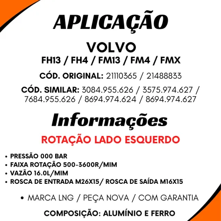 Bomba Hidráulica Volvo Fh13/ Fm13/ Fh4/ Fm4/ Fmx 21110365