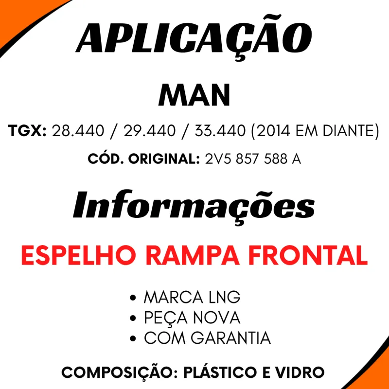 Espelho Rampa Frontal Man Tgx  28440/ 29440/ 33440 (2014...)