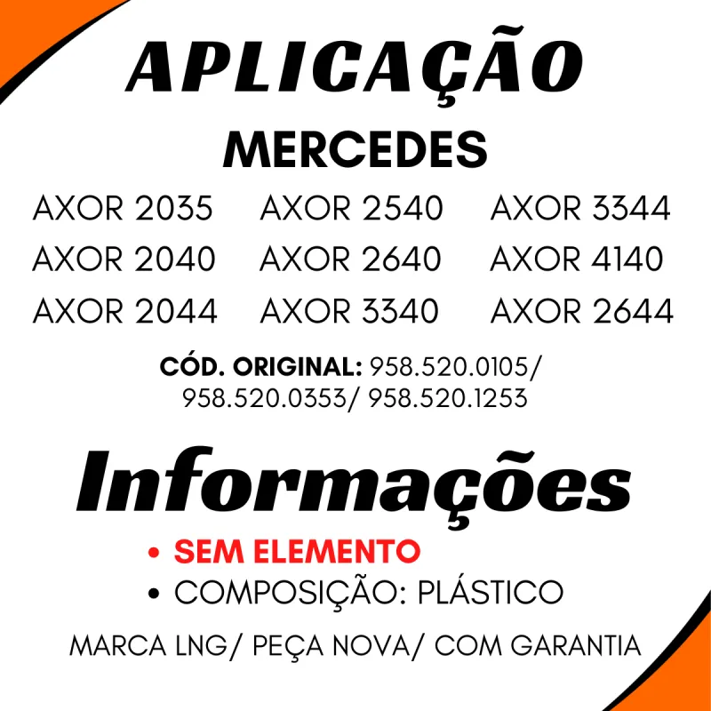 Purificador Ar Compl. S/Elemento Mbb Axor 2035/ 2040/ 2044/ 2535/