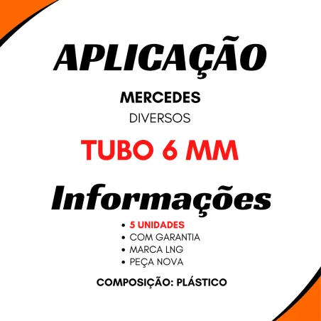 Kit 5 Tee Engate Rápido Mercedes Diversas Tee Plastico 6 Mm