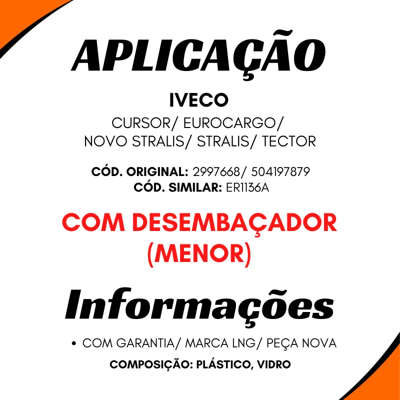 Vidro Espelho C/ Desemb. Menor Stralis/ Cursor/ Tector/ Eurocargo