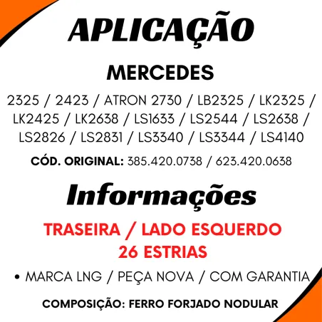 Catraca Freio Autom.Tras. Esq. (26 Estrias) Mercedes 2423/ 2325