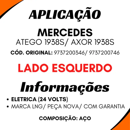 Máquina De Vidro Eletr.24 Volts Esq. Mbb 1938s/ Axor/ Atego
