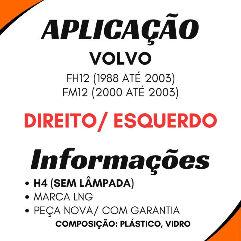 Farol Principal Volvo Fh12 Fm12 (1998 A 2003)