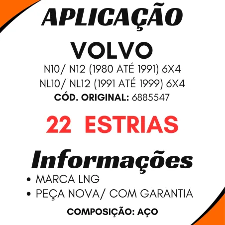 Ponteira Cardan (C/Rosca) Volvo N10/ N12/ Nl10 22 Estrias Rolam. 60