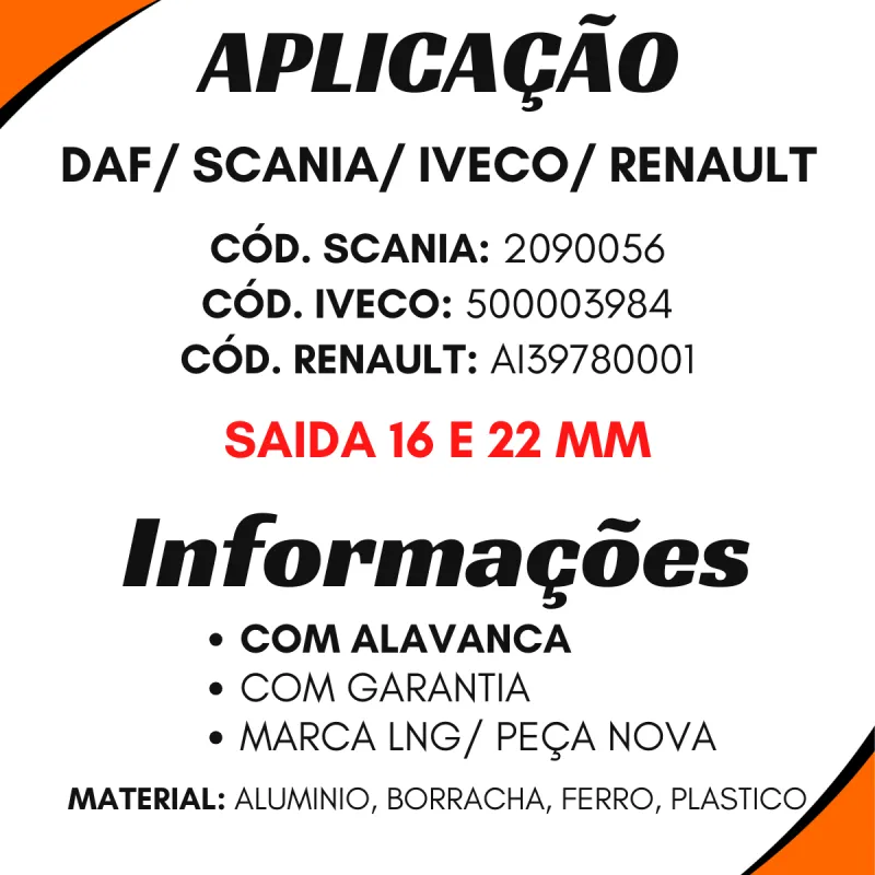Válvula Sensivel A Carga Todos Mercedes C/Alavanca - Saída 16 E 22