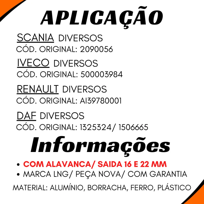 Válvula Sensivel A Carga Todos Mercedes C/Alavanca - Saída 16 E 22